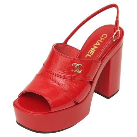 chanel red sandals